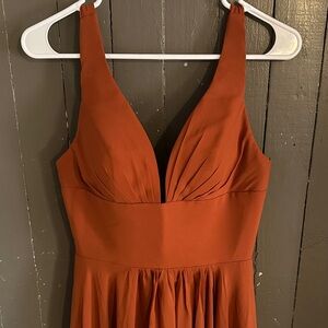 Elegant Rust Halter Dress